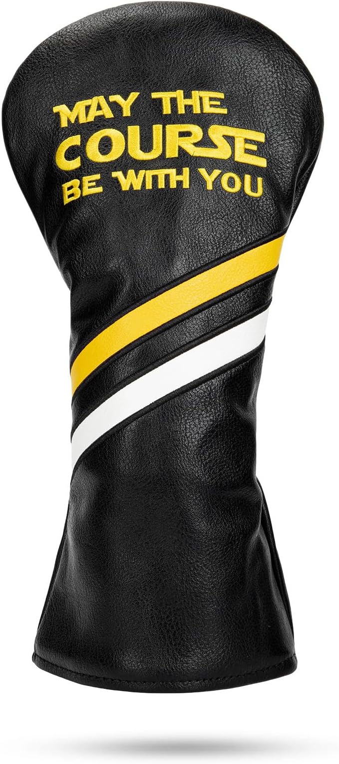 Golf Headcovers Golf Club Head Covers May The Course Be with You Style Elegant Embroidery Premium Leather Driver Fairway(FW) Wood Hybrid(UT) with Number Tags, Golf Mallet Putter Cover