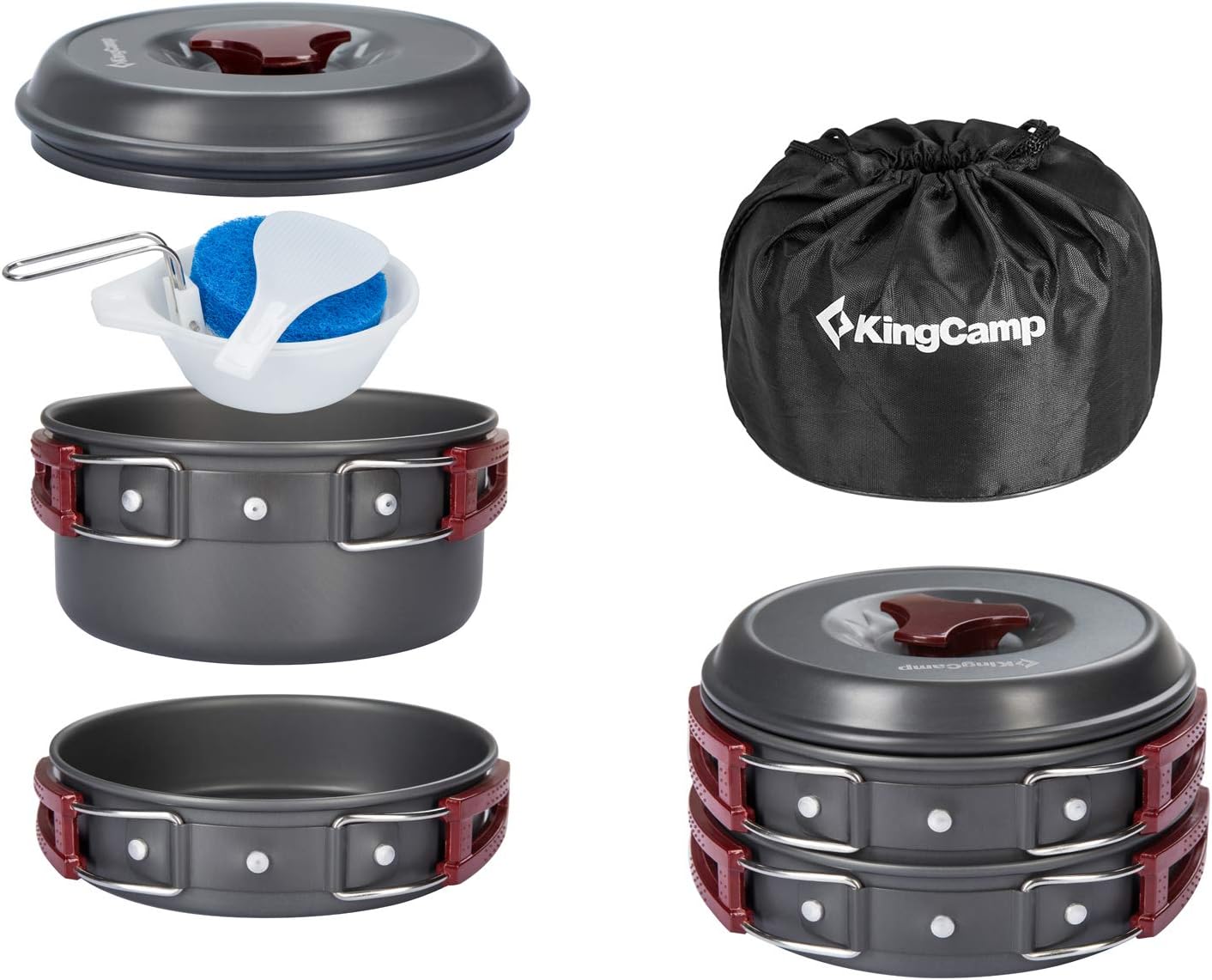 KingCamp 5/8/17 PCS Camping Cookware Set, Nonstick Aluminum Lightweight Outdoor Backpacking Cooking Mess Kit for Hiking Picnic