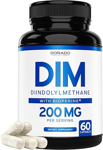 Suplemento DIM con extracto de pimienta negra BioPerine (200 mg por porción) Suplemento de diindolilmetano para apoyo hormonal y estrógeno para