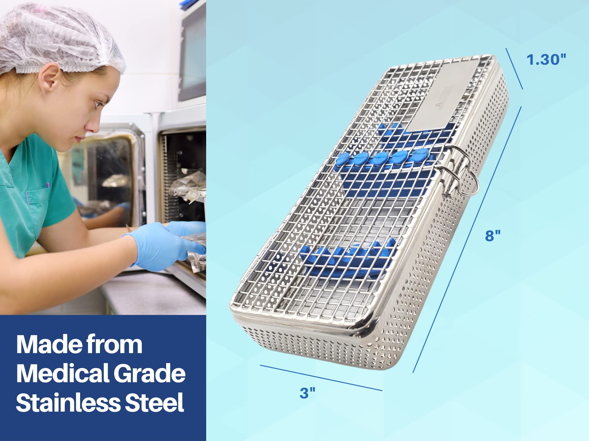PREMIUM DENTAL AUTOCLAVE STERILIZATION CASSETTE RACK BOX TRAY FOR 10 INSTRUMENTS