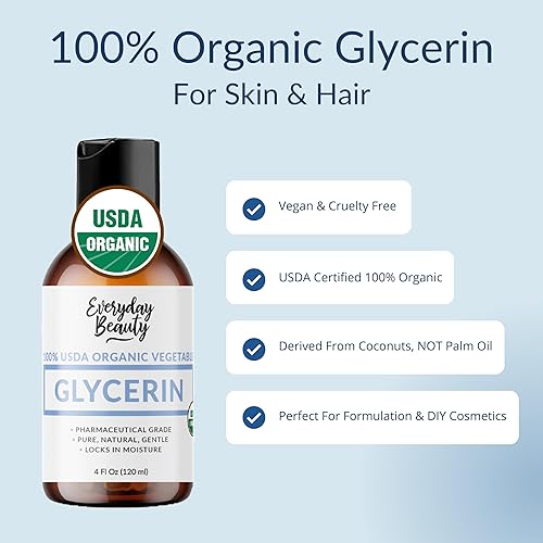 Miniatura 2 de Glicerina 100% orgánica, para piel y cabello, grado alimenticio, certificado por USDA, no de aceite de palma, hidratante perfecto para la piel y el