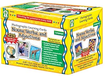 Key Education Nouns, Verbs, and Adjectives Photographic Learning Cards, 275 Vocabulary Flash Cards, Parts of Speech Picture Games, Learning Resources for Preschool, ESL, and Special Needs