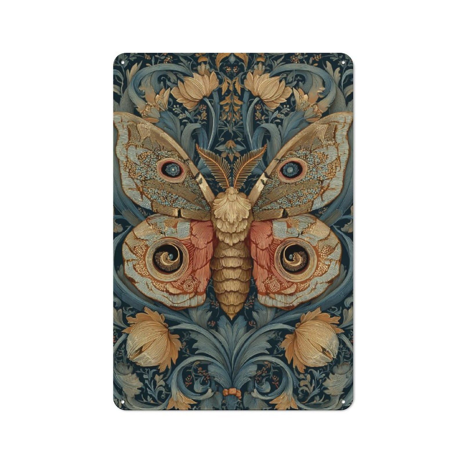 Junmoney Ornate Moth Artistry For Lounge Or Reading Corner, Retro Metal Sign 30X20cm, For Metal Sign Collectors, For Garage And Workshop Walls