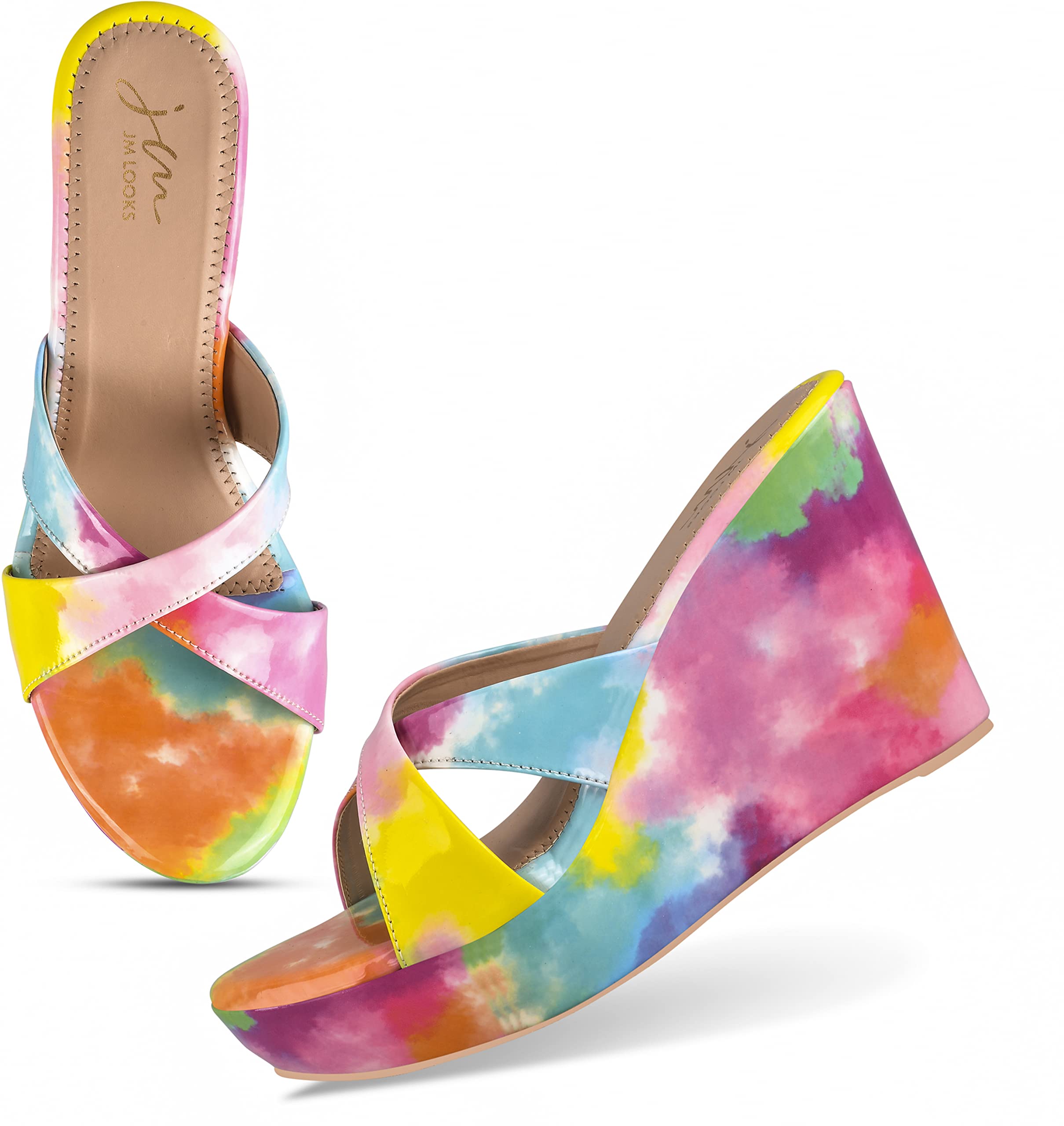JM LOOKSMulti Color Wedges Heels Sandals For Womens & Girls MF-9-X