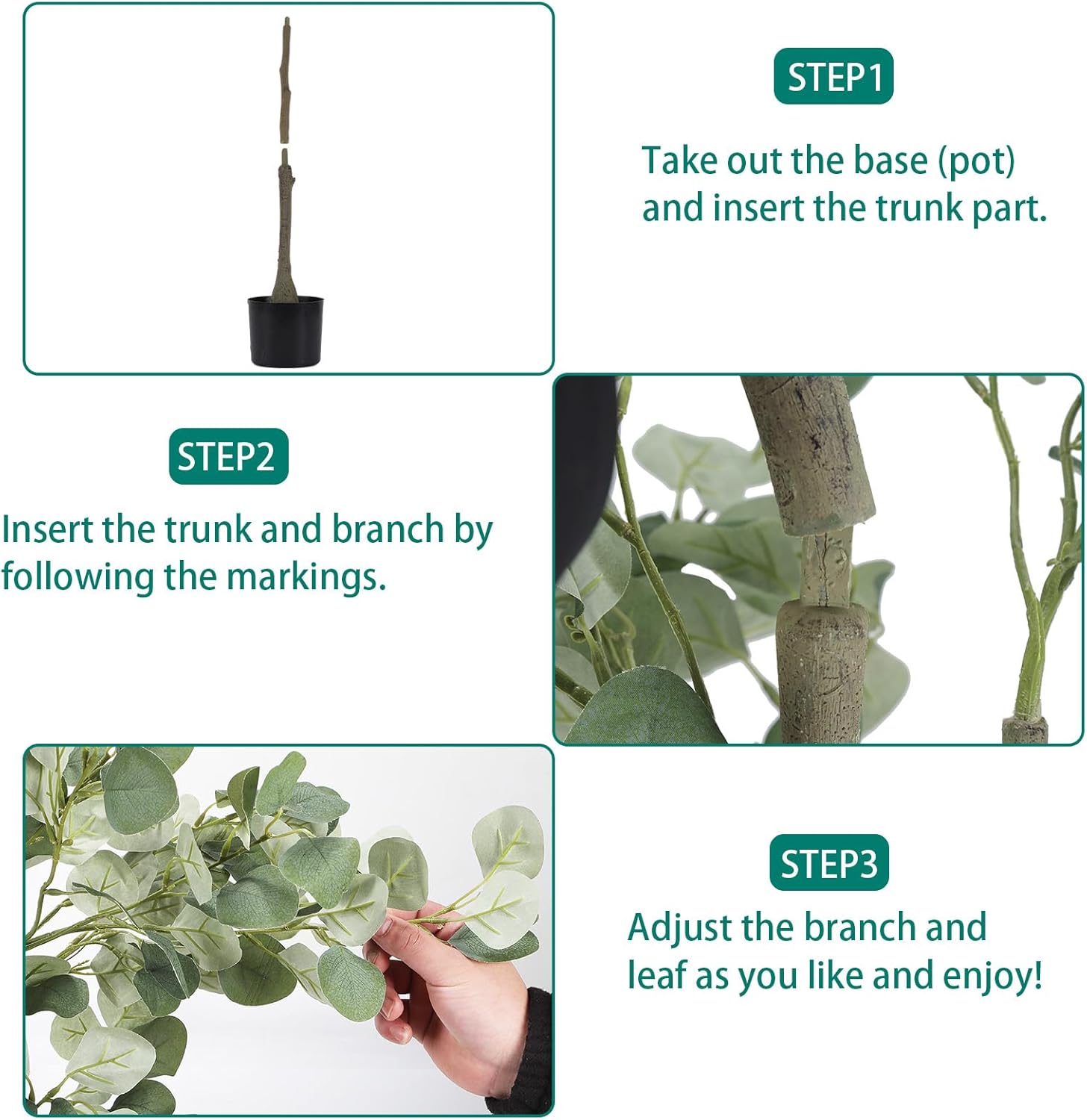 Artificial Eucalyptus Tree, 6ft Fake Tree Faux Trees Indoor with Pot, Tall Fake Plant Fake Eucalyptus Plants Silk Faux Eucalyptus Tree Realistic Artificial Trees for Living Room Home Decor(Green) - Image 3