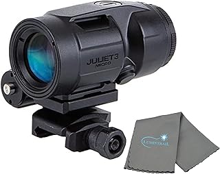 Juliet3-Micro Magnifier, Push-Button Mount with Spacers, Rifle Magnifier 3X Magnification with Lumintrail Cleaning Cloth - Lumintrail