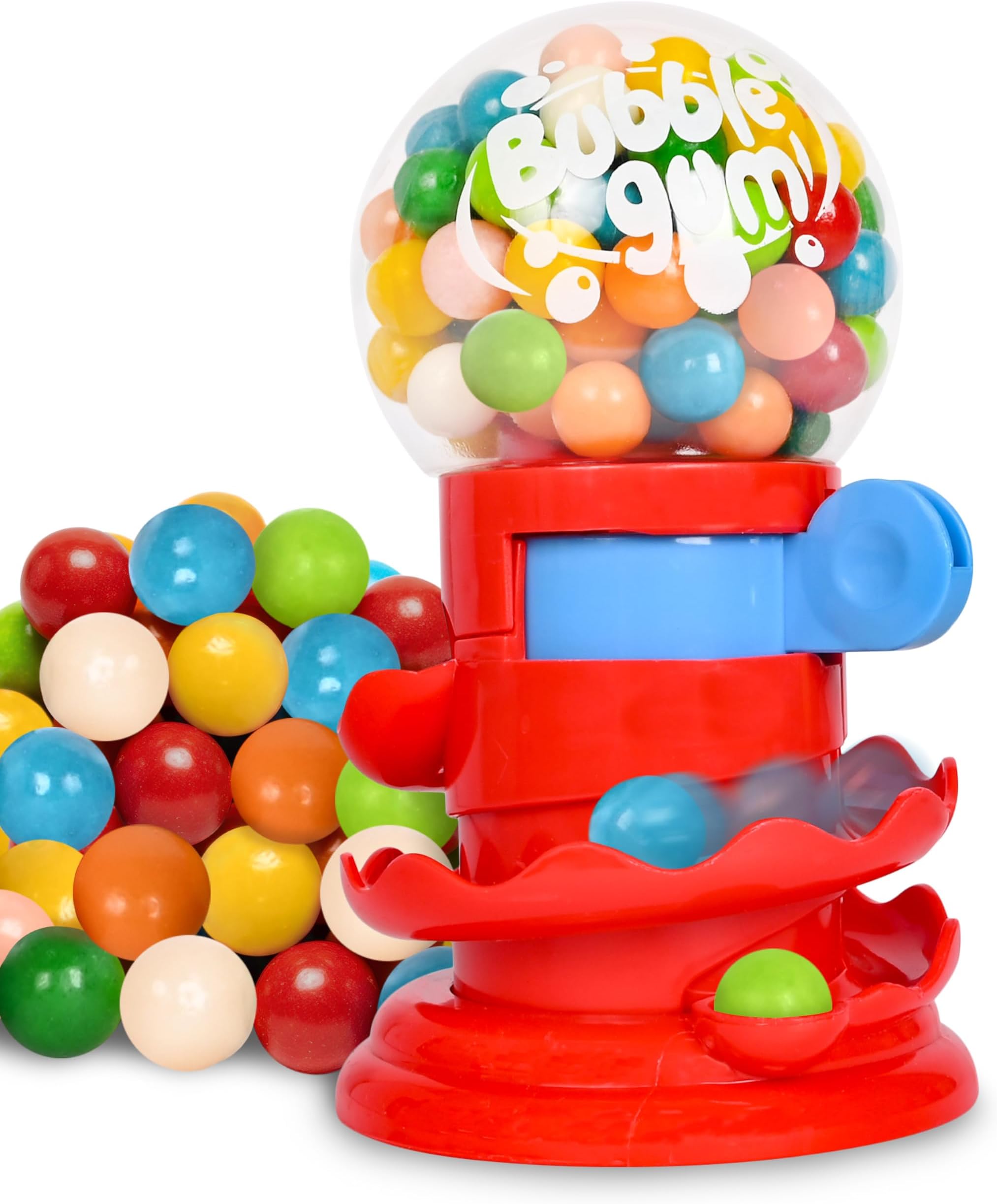Toymendous Gumball Machine for Kids with Gumballs - Bubble Gum Mini Candy Dispenser | Piggy Bank for Kids - Receive Red or Yellow Machine Colors May Vary