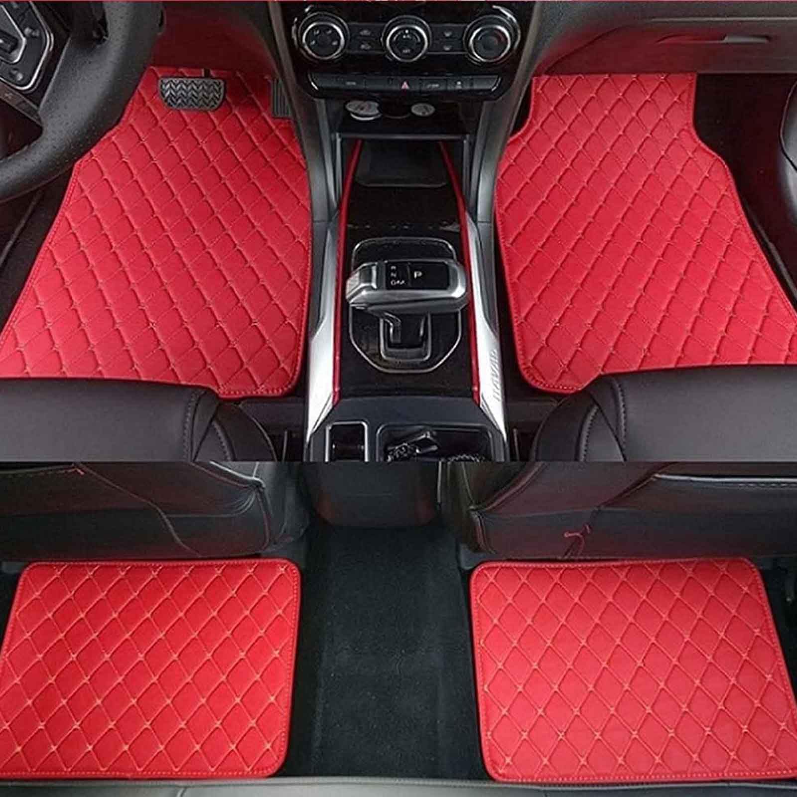 Fnuqkref F/Red Nuqkre 4 Pcs Leather Car Loor Mats Or Toyota Yaris Cross/Hybrid 2020-2025, Custom All Weather Ront Rear Row Carpet Oot Pads Liners Ull Set Waterproo Protection Accessories,