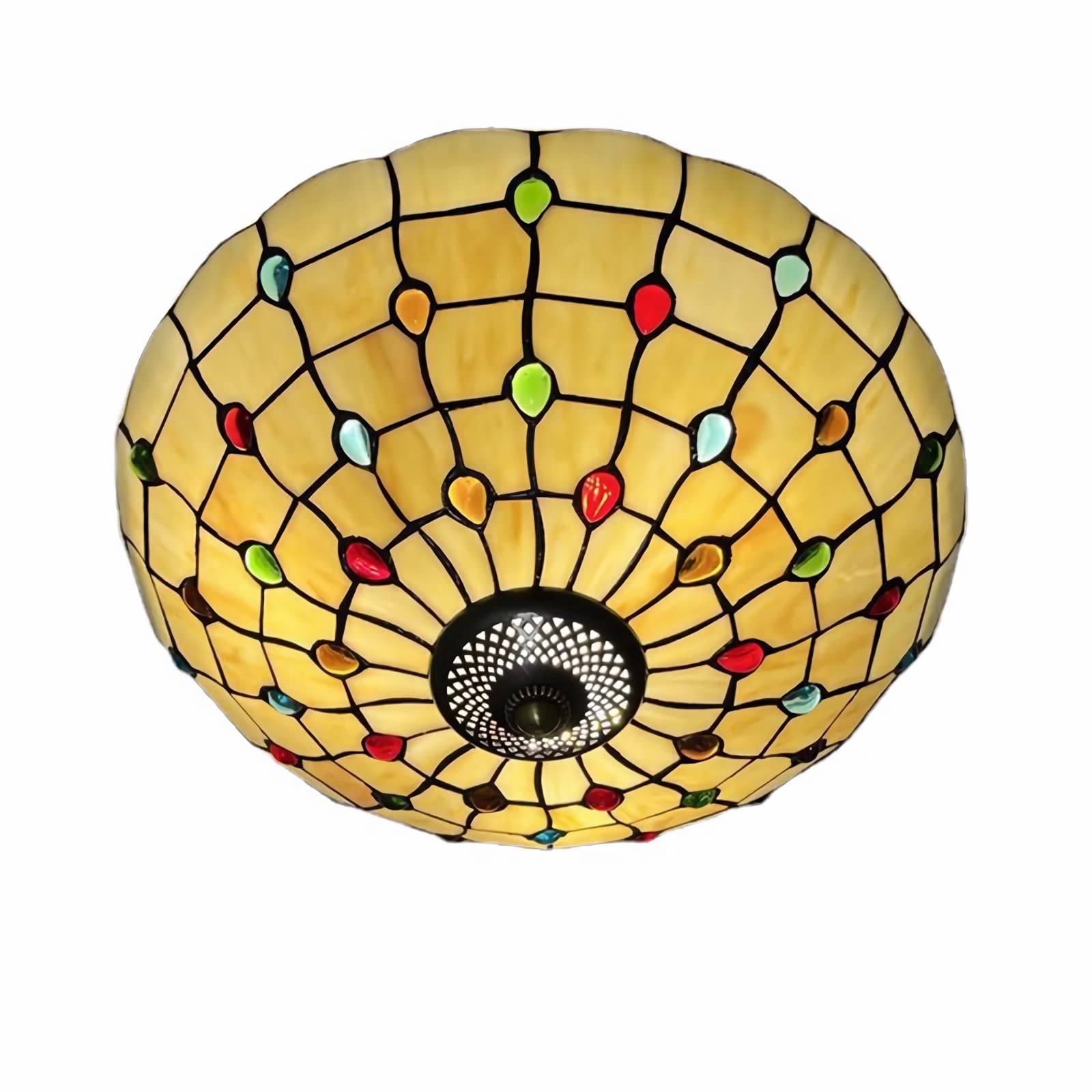 Lámpara de Techo Colgante Estilo Tiffany, Vidrieras Plafón Techo LED para Sala de Estar Dormitorio Comedor Cocina Pasillo,16 inch