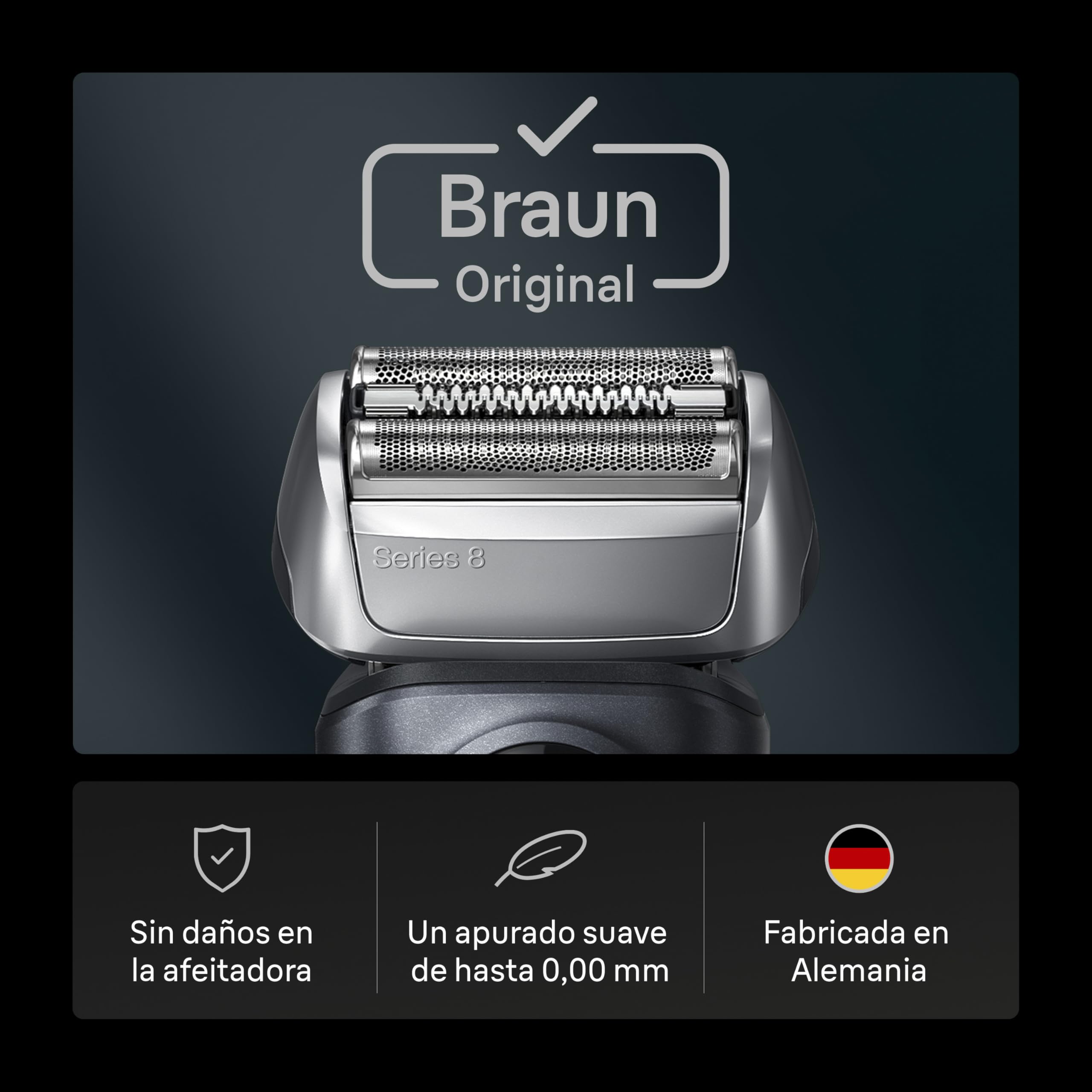 Braun Series 8 Cabezal de Recambio Original para Afeitadora Eléctrica Hombre, Compatible con Las Máquinas de Afeitar Series 8, Fabricado en Alemania, Afeitado Suave Y Preciso, 83M