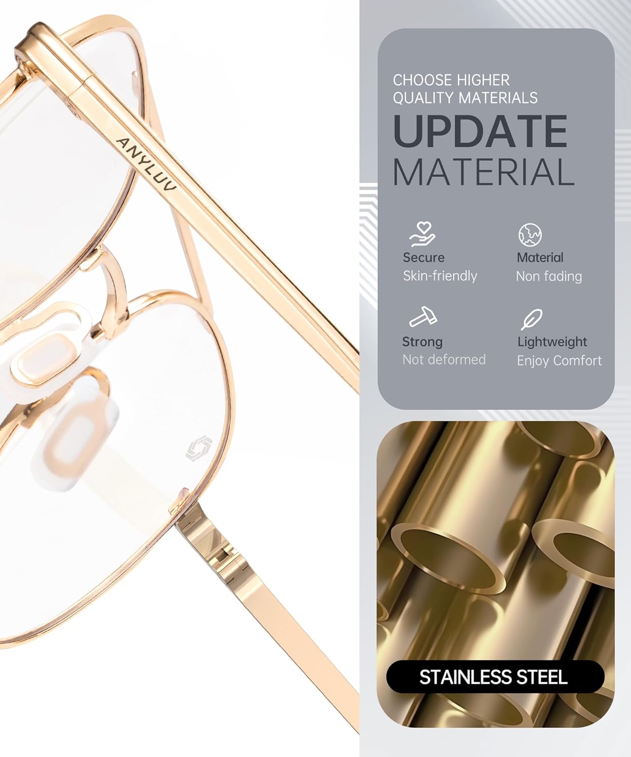 ANYLUV Blue Light Glasses for Men, Circular Frame Single Brow Bridge Design Campus Style Glasses Anti Eyestrain for Screen - Image 3