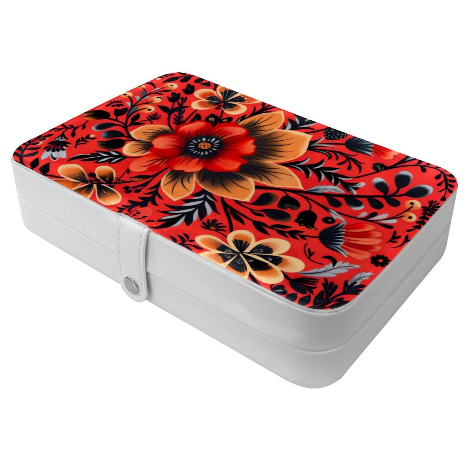 Boîte à bijoux cadeau idéal pour femme avec motif fleurs noires
