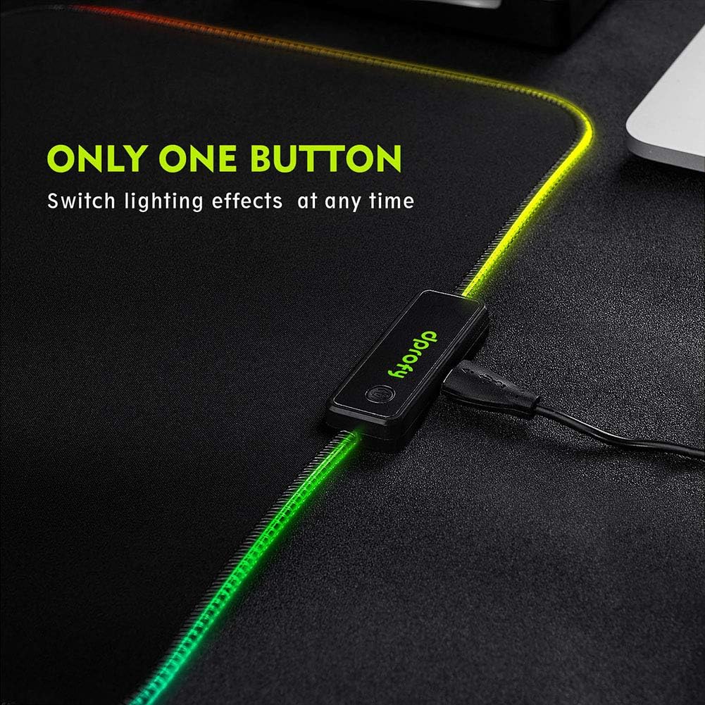 RGB Gaming Mouse Pad Mat - Soft Non-Slip Rubber Base Led Light up Mousepad, Computer Keyboard Mice Mat for MacBook, PC, Laptop, Desk(13.2 x 9.6 x 0.12In)