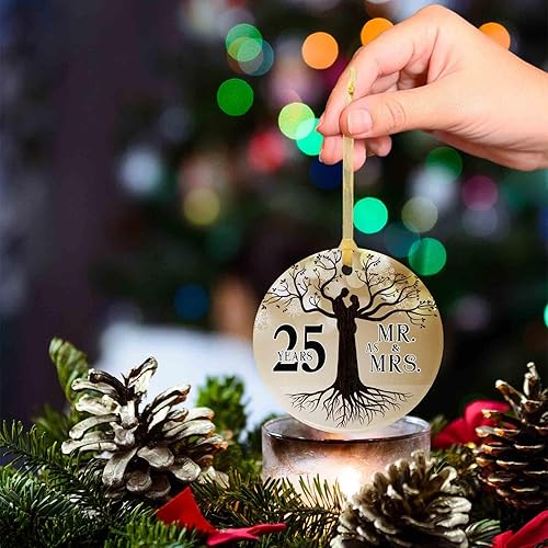 Miniatura 5 de Adorno de boda de 25 aniversario 2023 colgante de Navidad para pareja, 25 años como regalos de señor y señora, regalo de boda de Navidad para