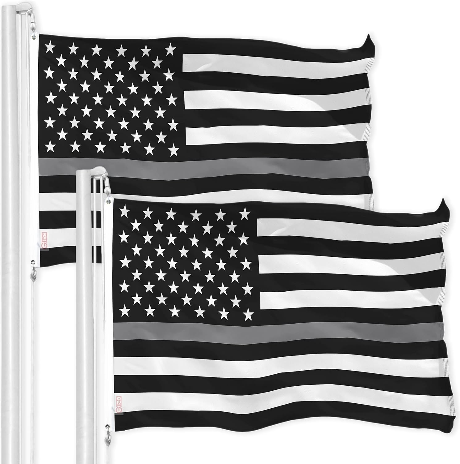 G128 3 Pack: Thin Gray Line American Flag | 3x5 Ft | LiteWeave Pro Series Printed 150D Polyester | Duty and Honor Flag, Indoor/Outdoor, Vibrant Colors, Brass Grommets, More Durable Than 100D 75D Poly