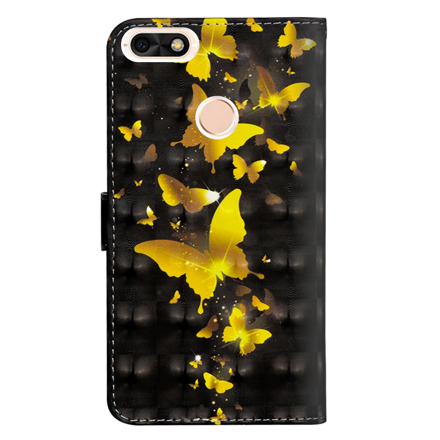 Custodia A Portafoglio Per Huawei P9 Lite, Con Chiusura Magnetica, Motivo Farfalla Gialla, + Penna Stilo