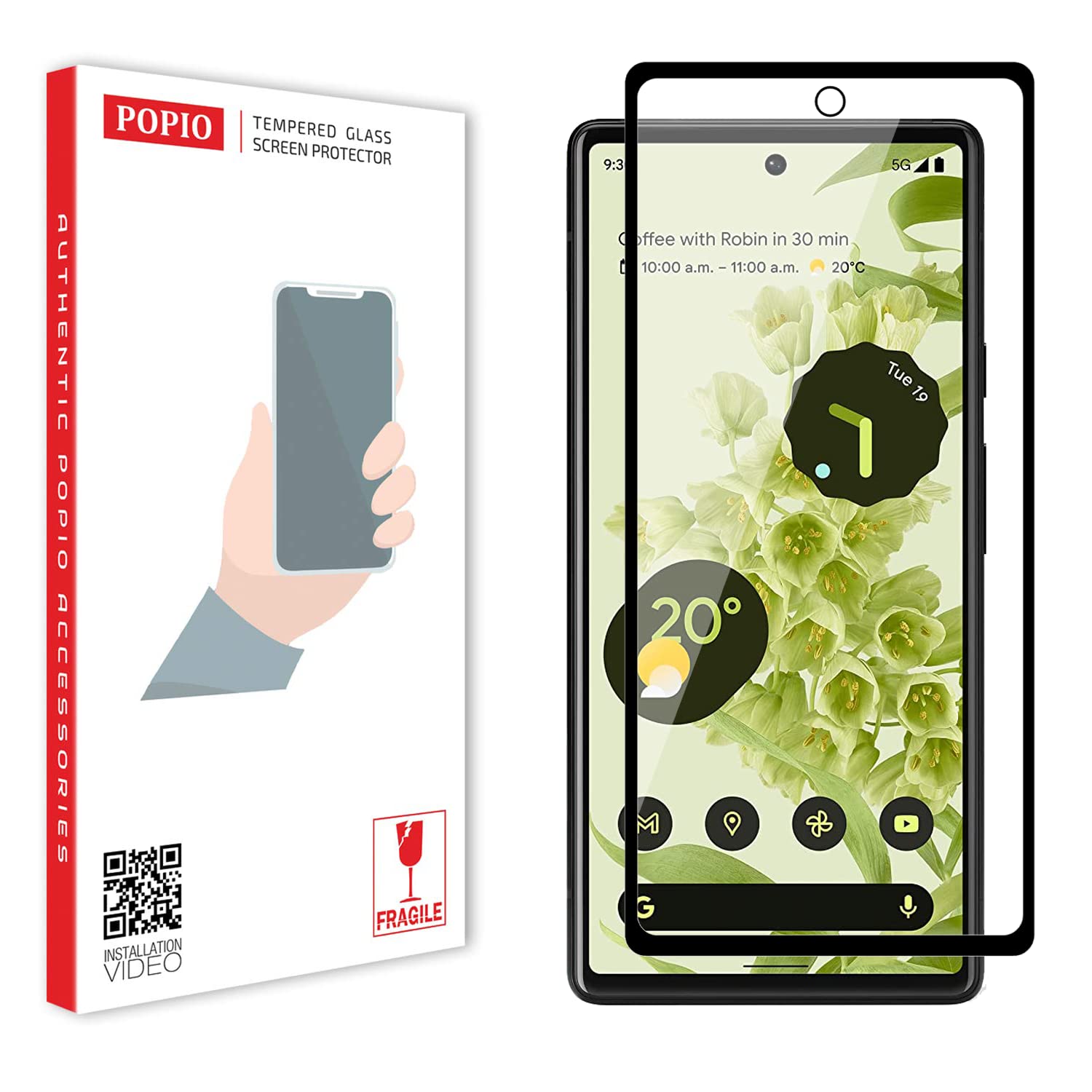 POPIO Tempered Glass Screen Protector Compatible For Google Pixel 6 (Black) Cellphone With Edge To Edge Coverage And Easy Installation Kit (B0BFQ7ZZMF) Amazon Price History, Amazon Price Tracker