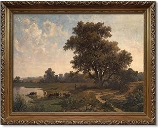 ORIDOMY Rustic Landscape Canvas Art - Moody 19th Century Style Painting, Dark Romantic Wall Decor for Living Room, Bedroom & Office Decor‌ 8 * 10 Unframed