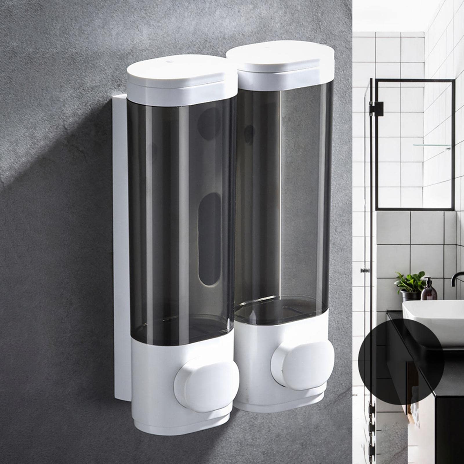 Dispensador de Jabón de Pared con Depósito Recargable Y Ventana Visible Bomba Manual Plástica Resistente para Baño Cocina Oficina Restaurante Escuela