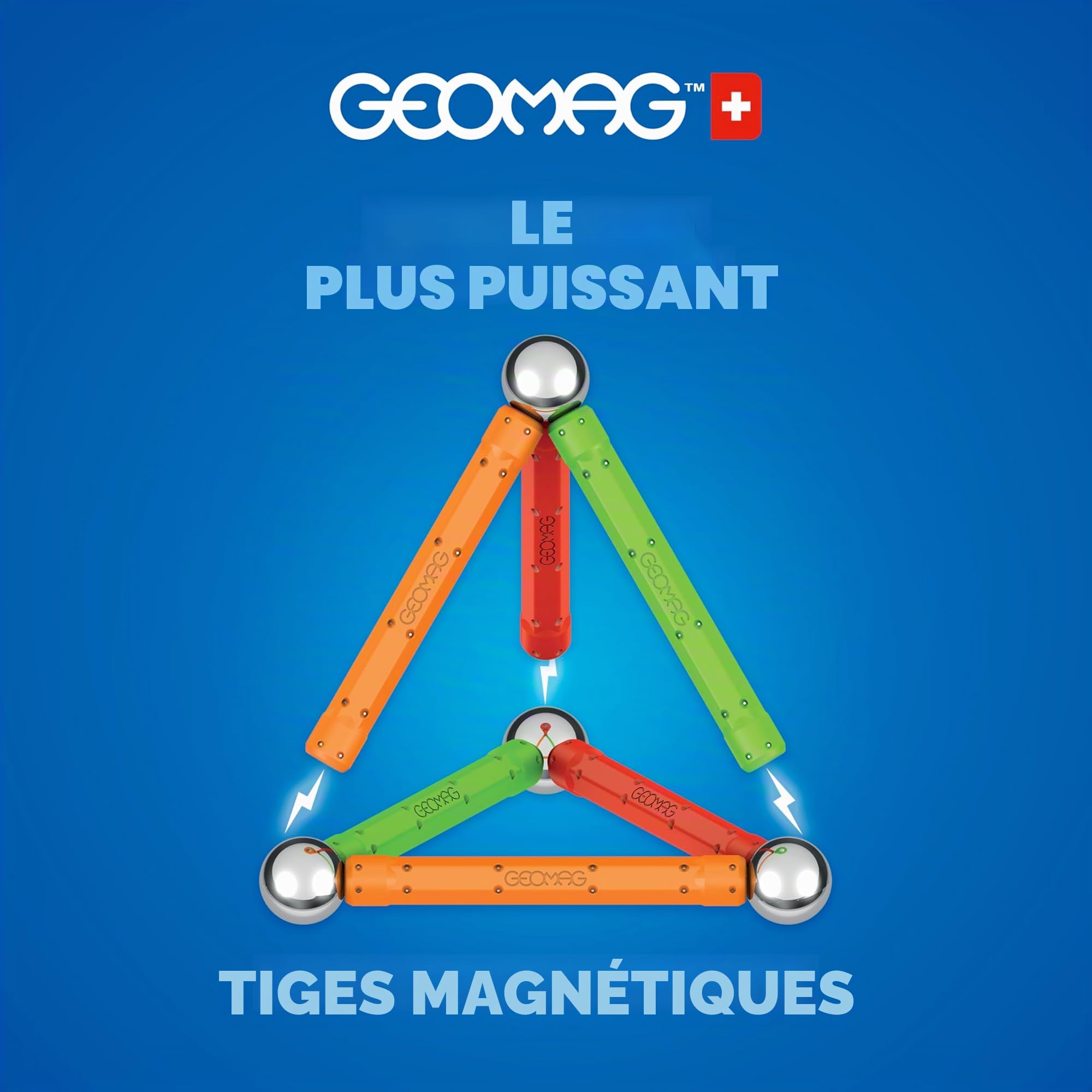 Geomag - Supercolor Blocs de Constructions Magnétiques pour Enfants, Jeu et Jouet en Forme de Cube, Green Collection 100% Plastique Recyclé, 78 pièces