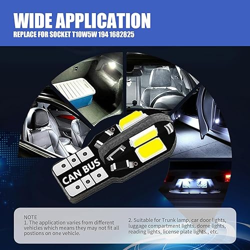 Miniatura 3 de Crynod 10 bombillas LED T10 para interiores de automóvil, 5730 8SMD 360 grados 600LM de alto brillo, repuesto de luz de matrícula, luz de conducción