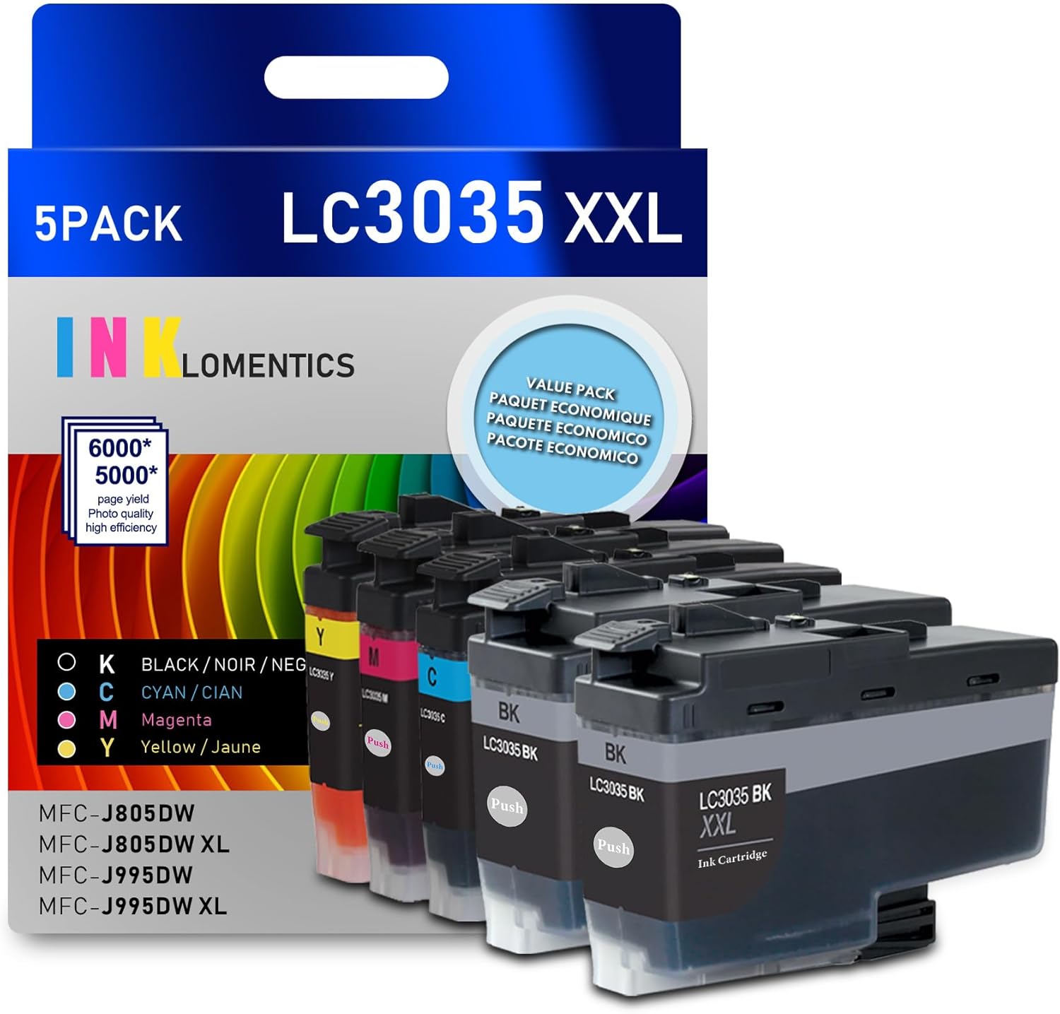 LC3035XXL Ink Cartridges(5Pack, 2Black/1Cyan/1Magenta