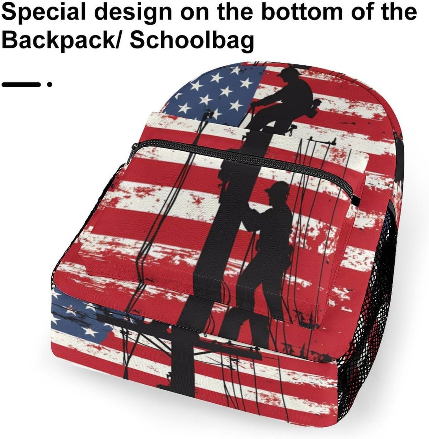 Lineman Am-erican Flag Electric Cable Lineman Laptop Backpack Lightweight Travel Daypack Shoulder Bag for Men Women