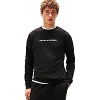 Tommy Hilfiger Uomo Felpa Track Top con Scollo Rotondo, Nero (Black)