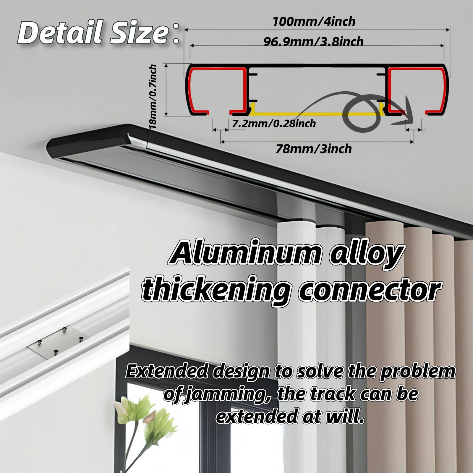 Double Tringle À Rideau en Aluminium, Rail Rideau Plafond avec Rouleaux Muets Voie De Rideau De Séparation De Pièce pour Maison Chambre Fenêtre Salle De Bain Bureau(Gray,4.2m(13.8ft))