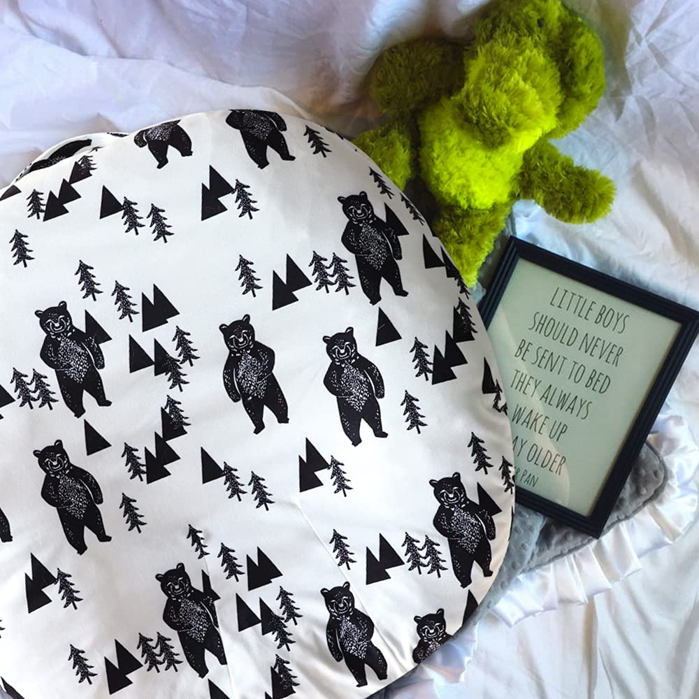 Baby Lounger Cover, Bear Newborn Lounger Cover for Boys , Snugly Fit Infant Lounger for Baby, Infant Removable Slipcover, Animal Breathable & Reusable (Lounger Pillow Not Included)