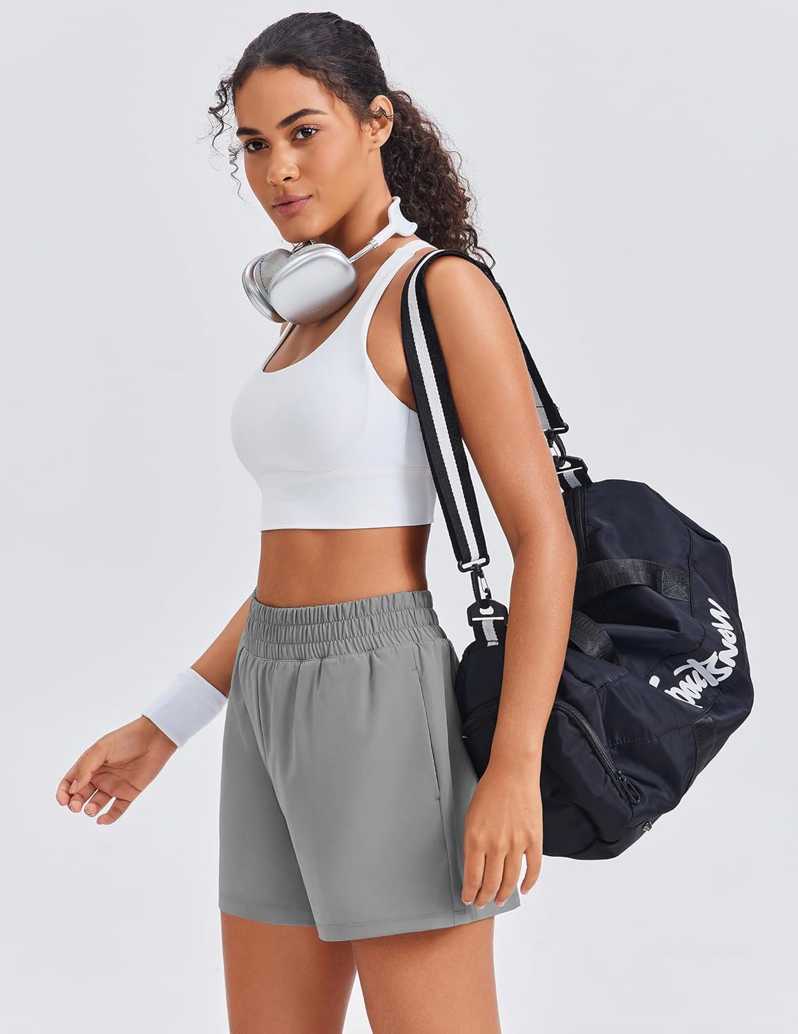 PINSPARK Women's 2 in 1 Running Shorts Quick Dry 2.5" Athletic Shorts High Waisted Workout Shorts with 4 Pockets - Image 6