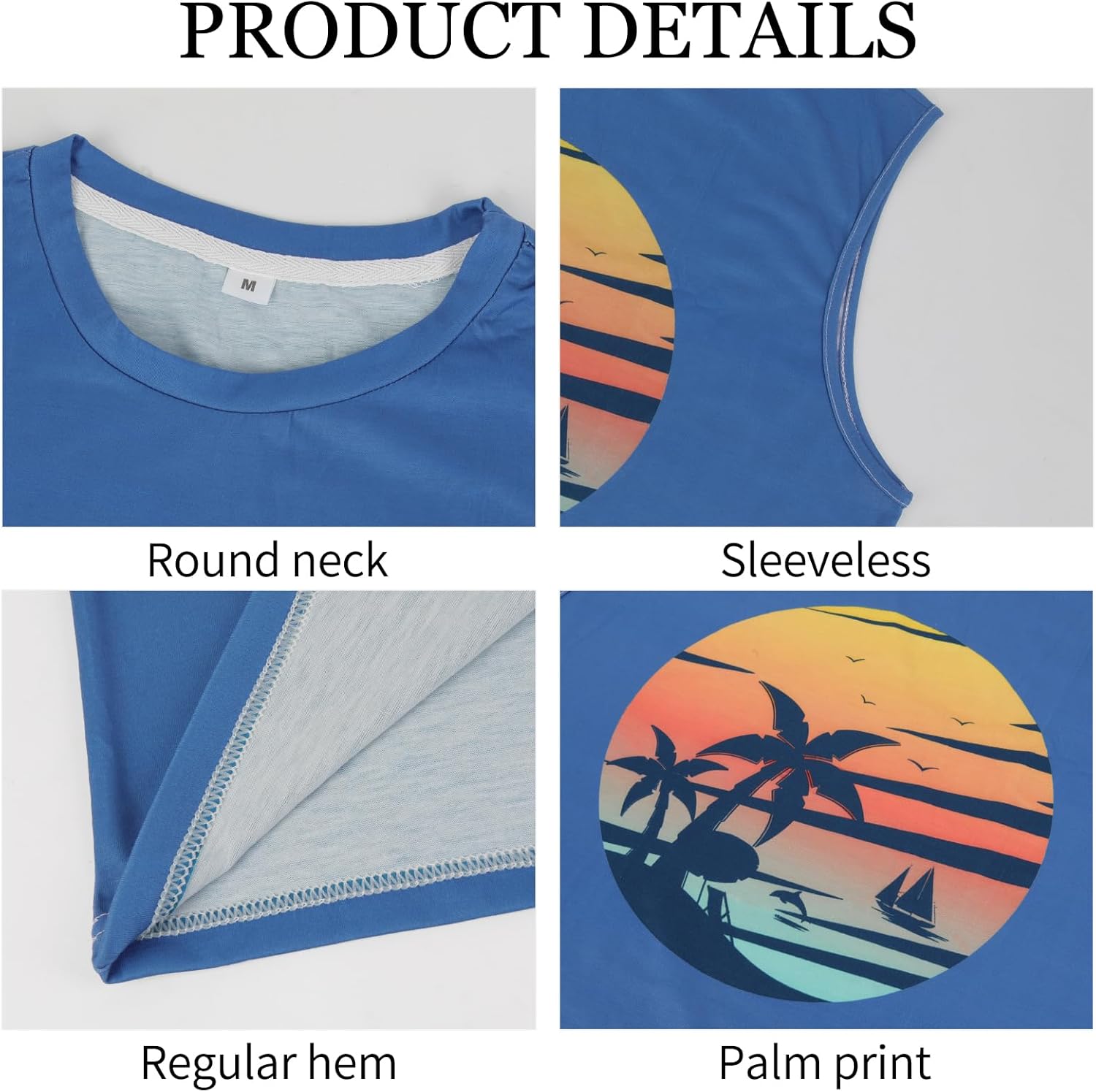 MISS MOLY Mens Summer Beach Tank Top Hawaiian Palm Tree Tanks Sleeveless Graphic Vacation Shirt Gym Muscle Tee - Image 4