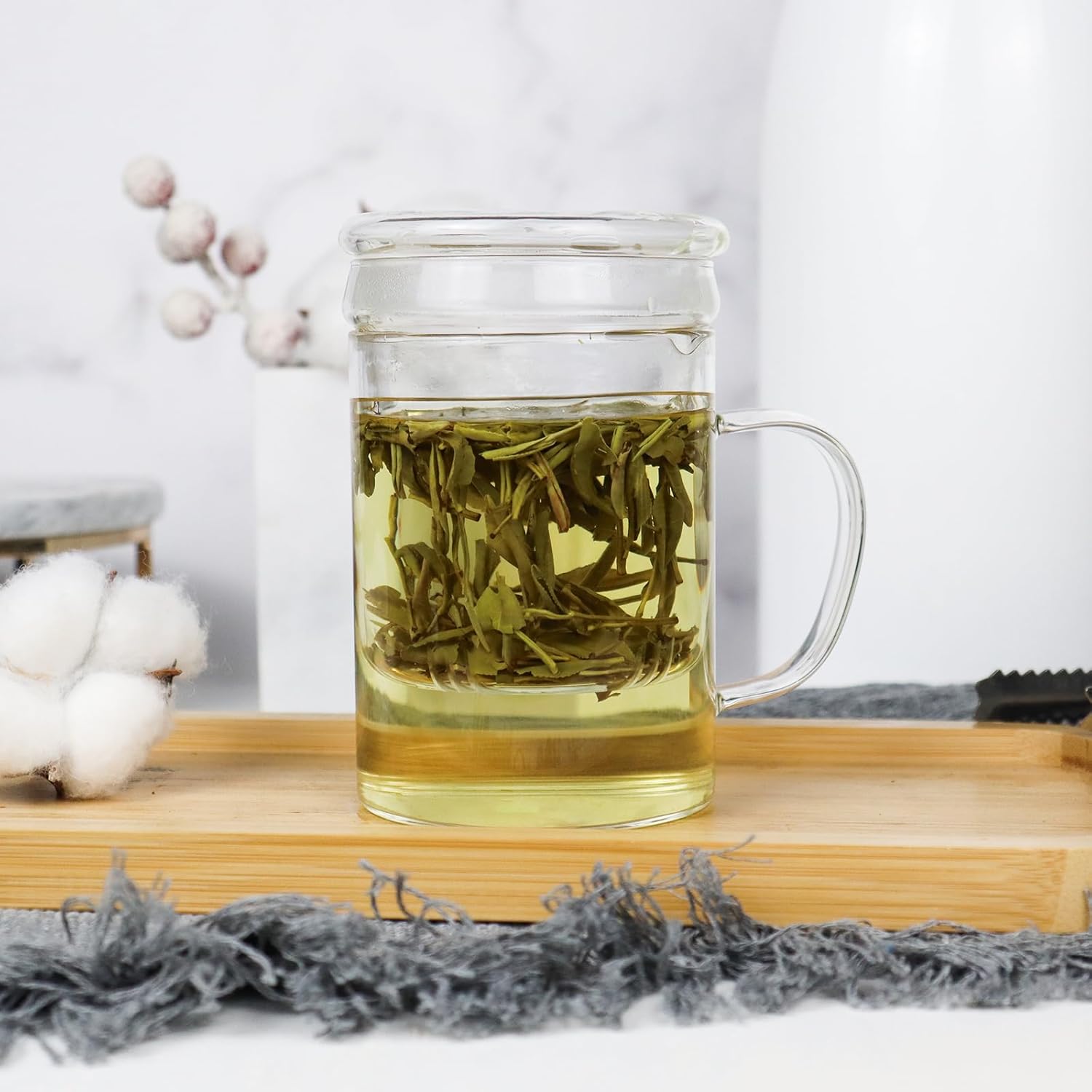 Tea Cup with Infuser and Lid, 14 oz / 400 ml – Borosilicate Glass Tea Infuser Mug for Loose Leaf Teas, Personal Infusion Mug with Filter, Durable and Stylish, Dishwasher Safe, Gift for Teas Lovers - Image 6