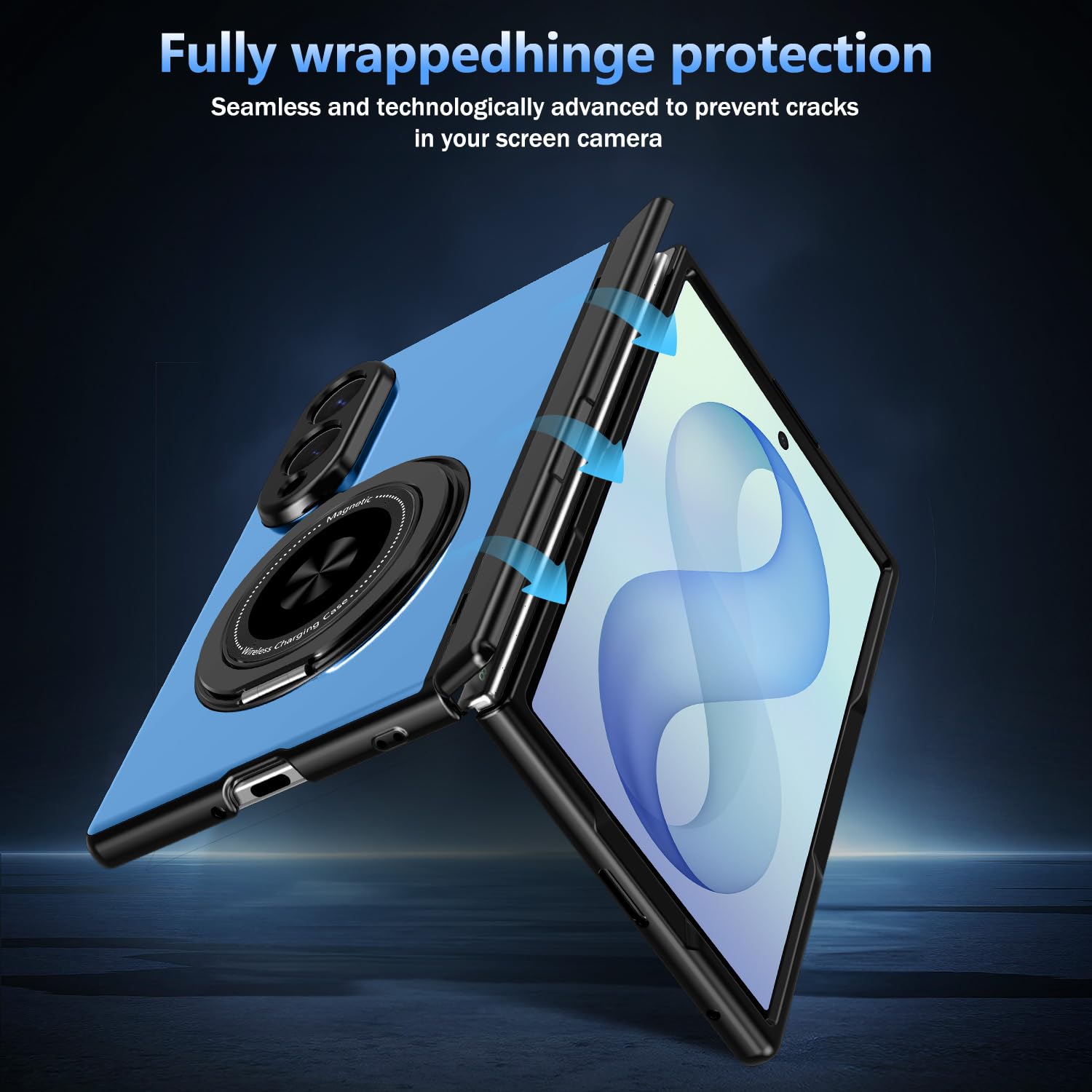 Hekodonk Custodia per Galaxy Z Fold 8 con supporto girevole a 360, compatibile con MagSafe, pellicola protettiva per schermo anteriore, supporto magnetico ad anello con cerniera custodia protettiva