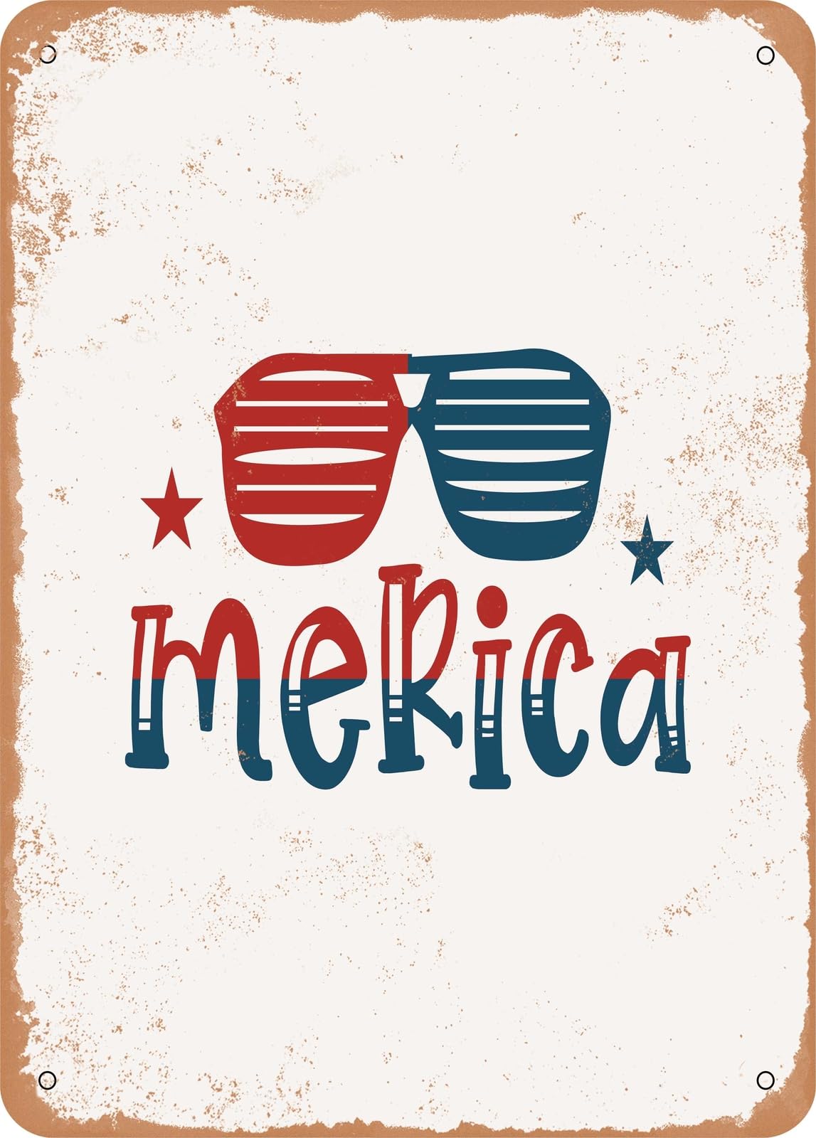 Metal Sign - Merica - Vintage Rusty Look home decor