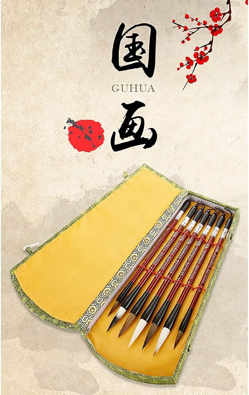 Chinese Calligraphy Writing sumi with roll-up Brush Japanese Brush Painting kit Chinese Brush, Writing Brush for Professional Calligraphy Kanji Japanese Drawing for Beginner