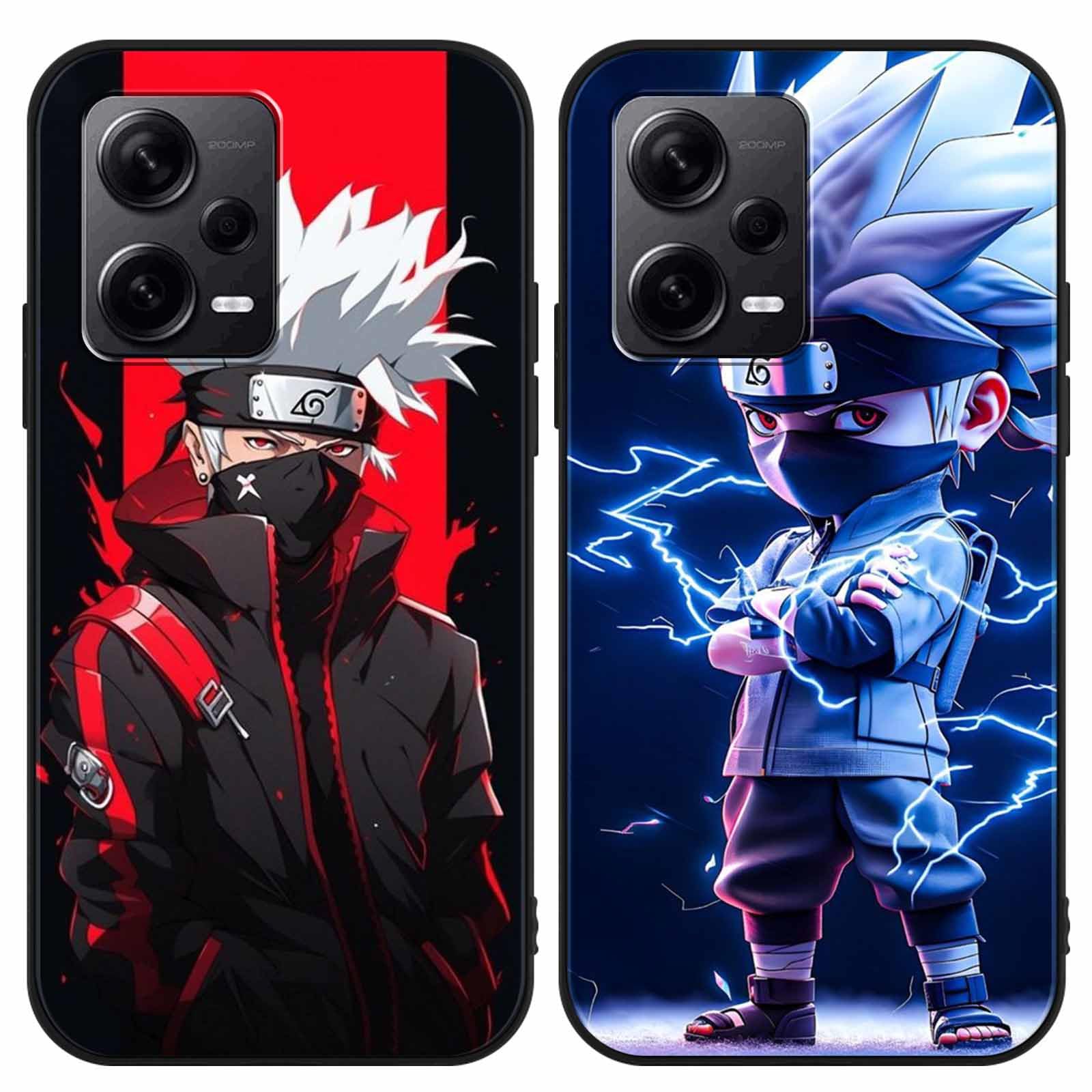 PBNDJVG 2 Pièces Coque Pour Xiaomi Redmi 12 6.79 Pouce, Animé Uchiha Itachi Sasuke Modèle Manga Dessin Case Motif TPU Housse Etui De Protection En Silicone Souple Noir Téléphone Cover Antichoc, 06
