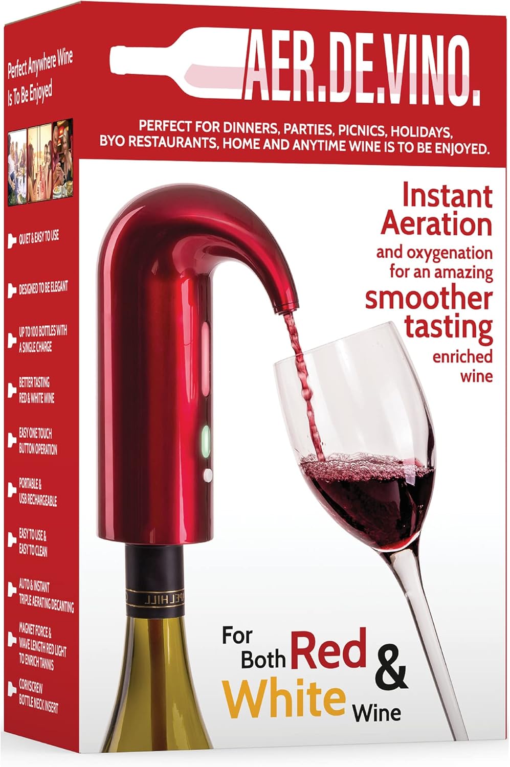 Electric Wine Aerator Decanter. Portable Wine Pourer Triple