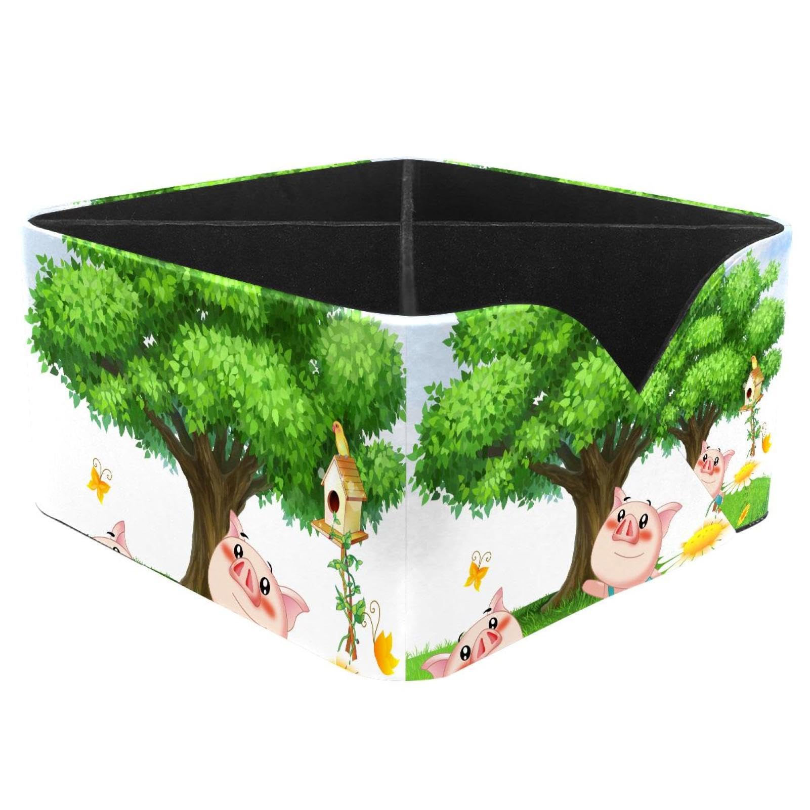 KengjuTesu Cute Pigs Desktop Organizer Pen Holder, Rectangular Pencil Cup for Office, Study and Makeup Stations