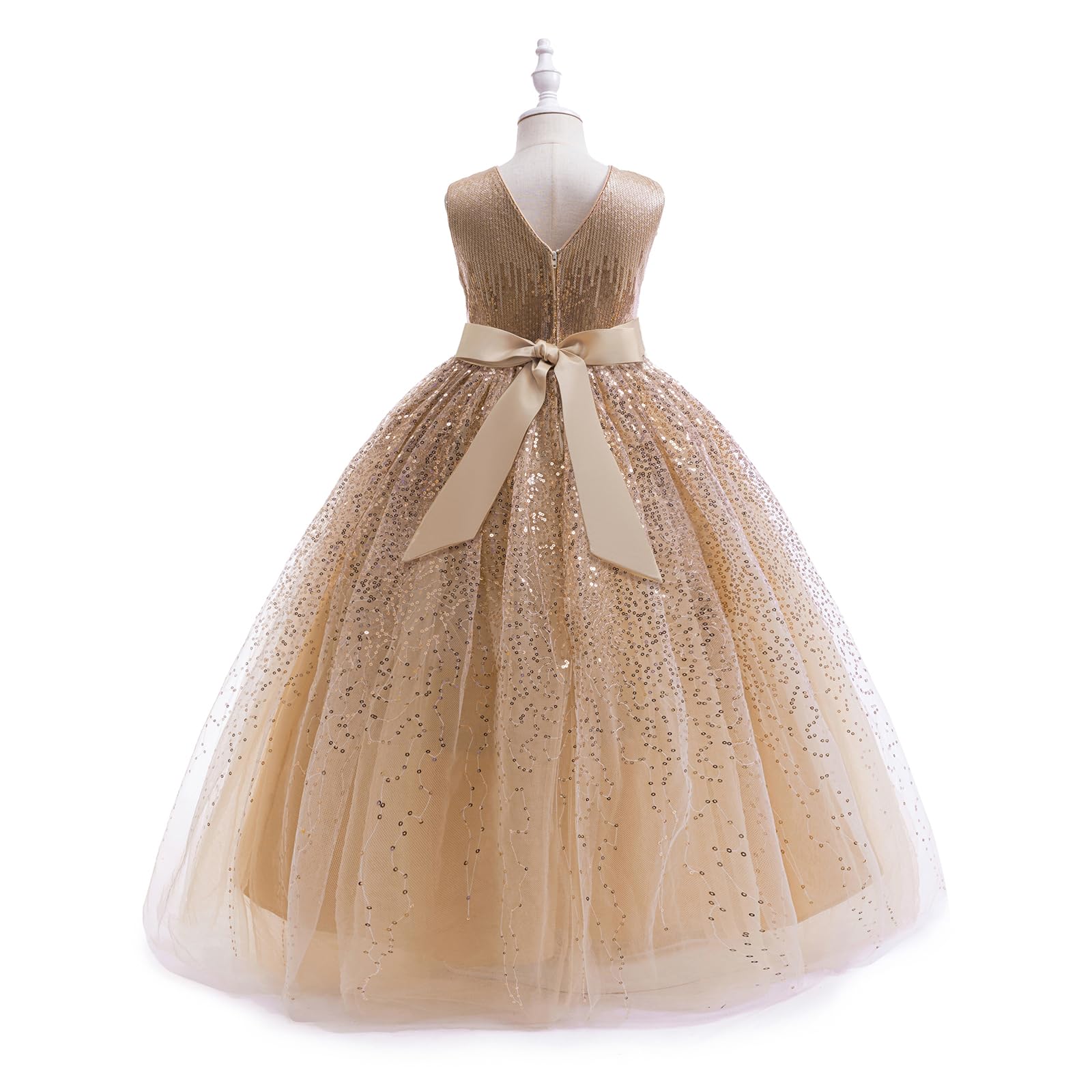 Blumenmädchenkleid mit Pailletten, glitzernd, für Hochzeit, Party, Geburtstag, Kinder, Festzug, Prinzessin, Ballkleid