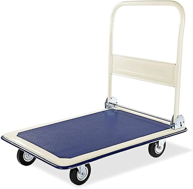 G-Rack Heavy Duty Folding Industrial Platform Trolley - Foldable Trolley on Wheels for Moving, Loading, Delivery and Heavy Items With Anti Puncture Tyres and 150KG Load Capacity - 5 Year Warranty