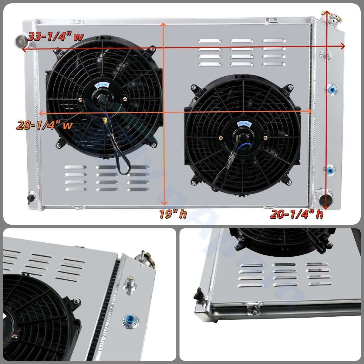 3 Row Radiator Shroud Fan For 1973-1987 Chevy C/K C10 C20 C30 K10/K20 GMC Truck 74 75 76 77 78 79 80 81 82 83 84 85 86 Radiators