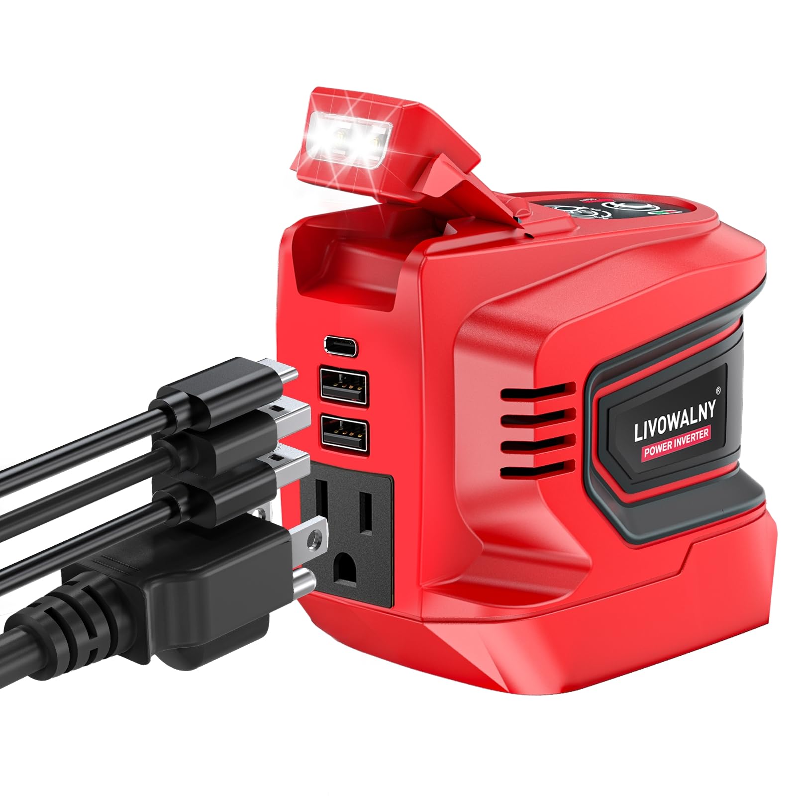 Falownik 200 W do akumulatora Milwaukee M18 DC 18 V na AC 110-120 V DC 110-120 V, przenośny generator stacji zasilającej, adapter ładowarki z gniazdem elektrycznym z 2