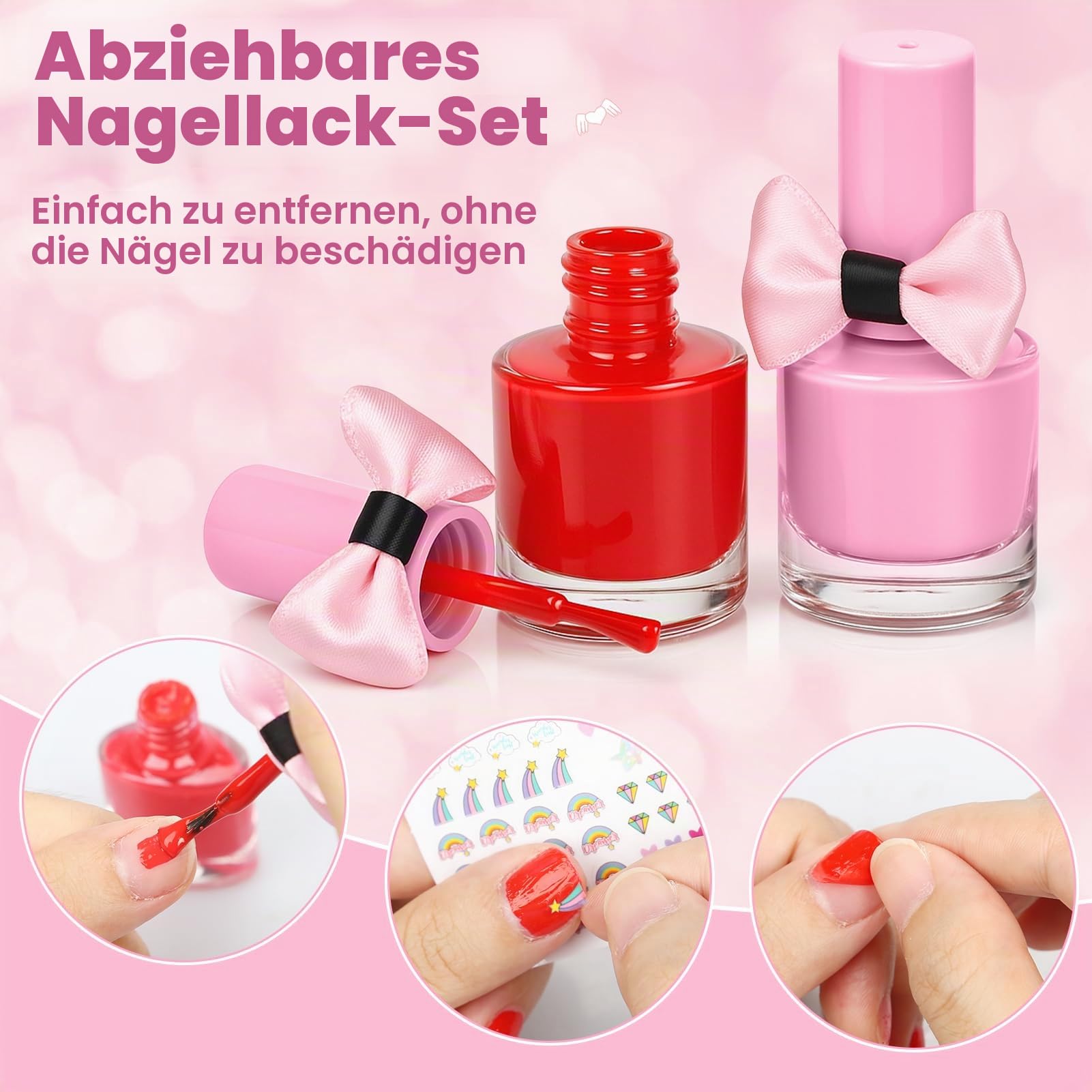 Dreamon Kinderschminke mädchen, Waschbar Make up Spielzeug für Mädchen Kinder Nagellacke mit Koffer Geschenke Spielzeug 3 4 5 6 7 8 Jahre Mädchen