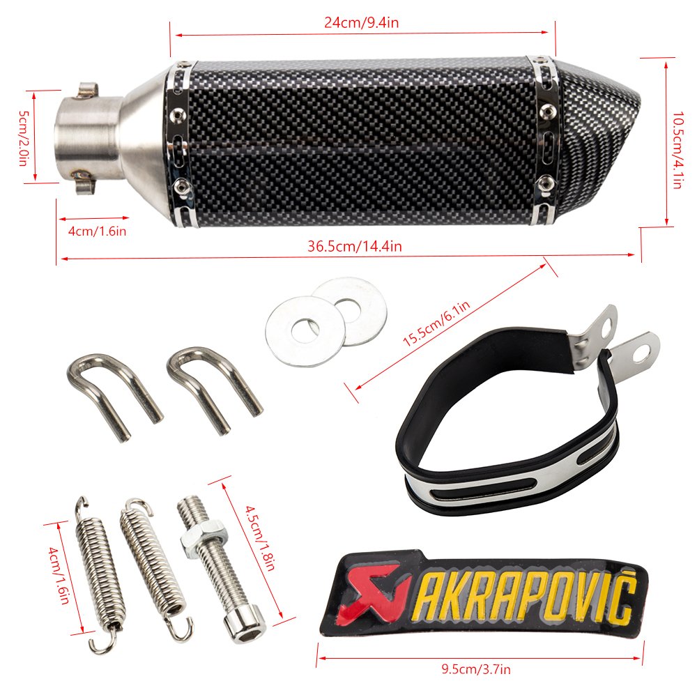 Silenciador de tubo de escape para moto, scooter, diámetro 38 – 51 mm, tubo de silenciador extraíble GP de fibra de carbono