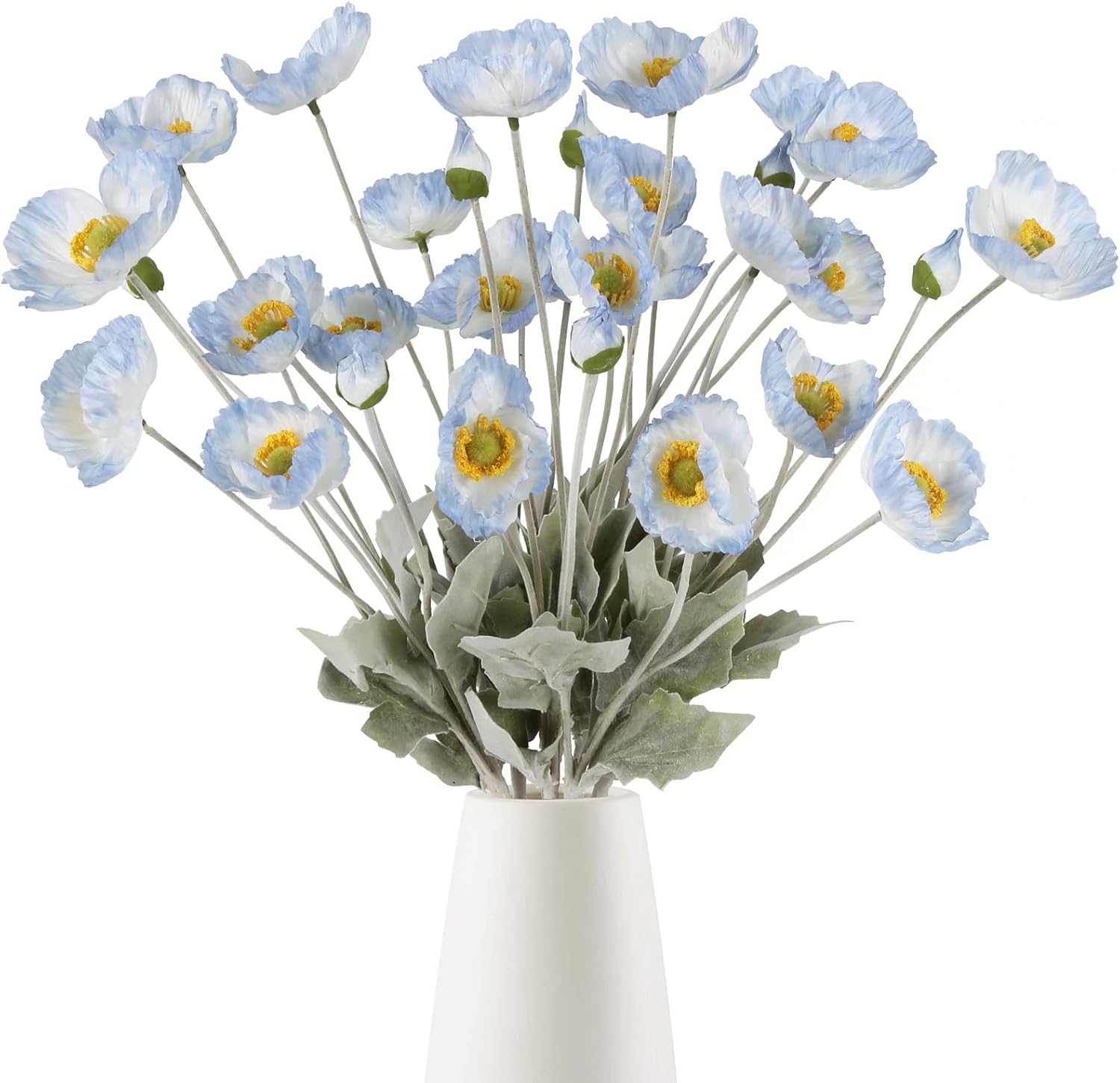 Faux Poppy Flowers,8PCS Yellow Poppies Artificial Flowers Silk Single Flowers for Wedding Bouquet Party Table Home Decor(Yellow)