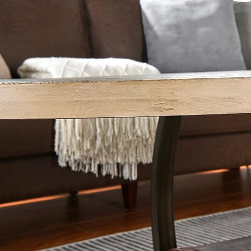 Miniatura 7 de LEEMTORIG KFZ-2439-LT - Mesa auxiliar ovalada de madera para sala de estar, mesa central moderna de mediados de siglo con almacenamiento, madera