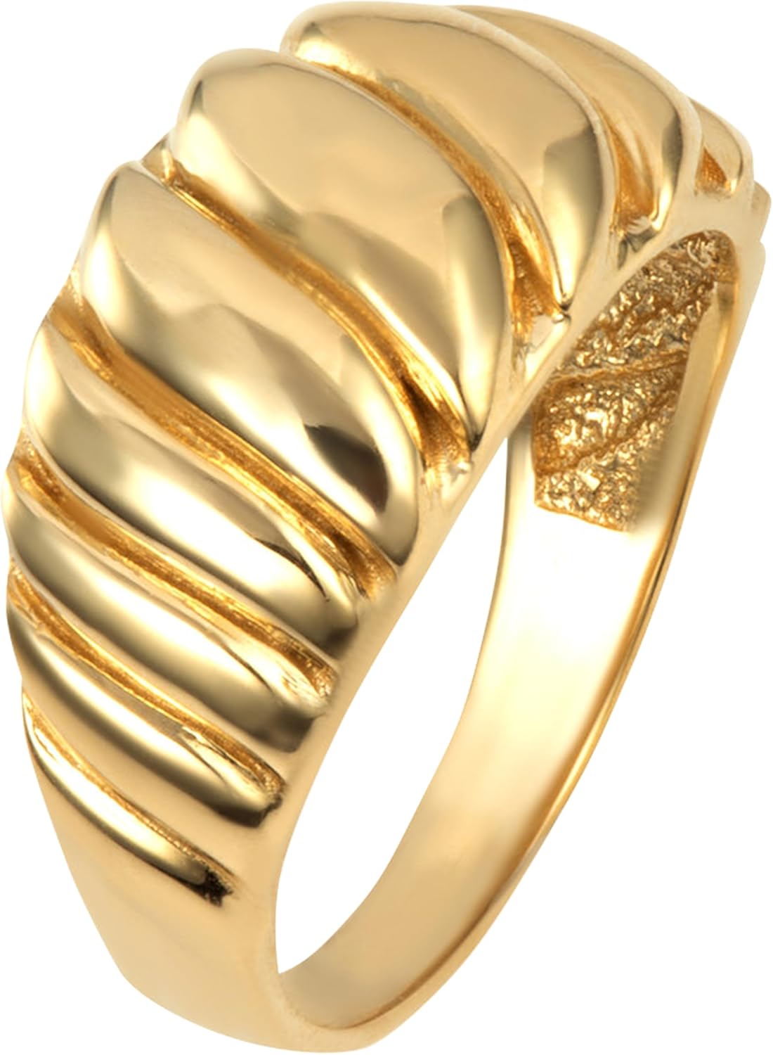 Claddagh Gold Women's 10K or 14K Yellow Gold Dome Croissant Ring Available in Yellow Rose and White Gold with multiple ring size
