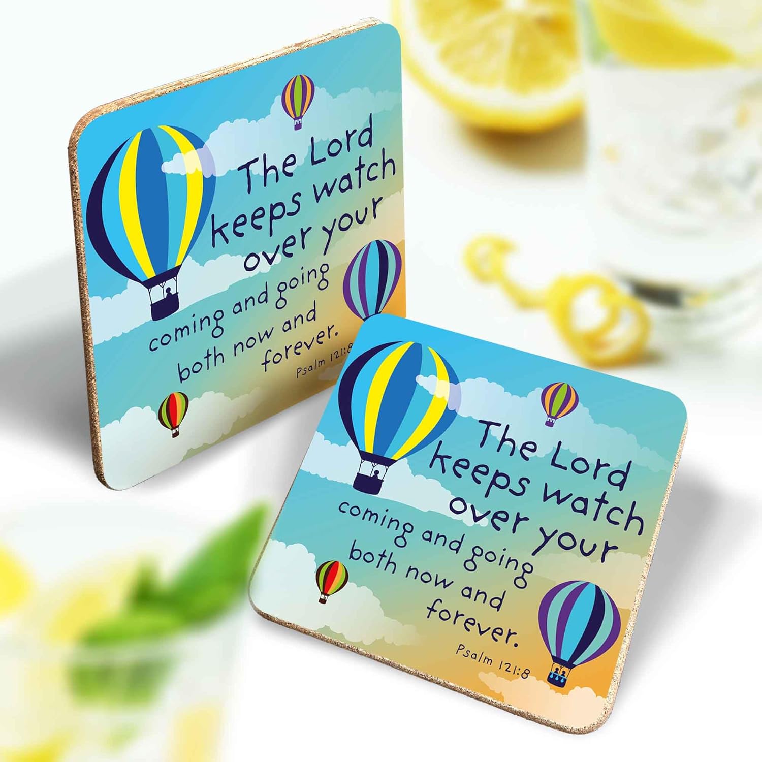 Christian Coasters, Cork Backed Coasters Set of 12, Designed in England, with Bible Verses or Inspirational Words. Christian Gifts for Women or Men, by Just Cards Direct (Multicolored / C455) - Image 2