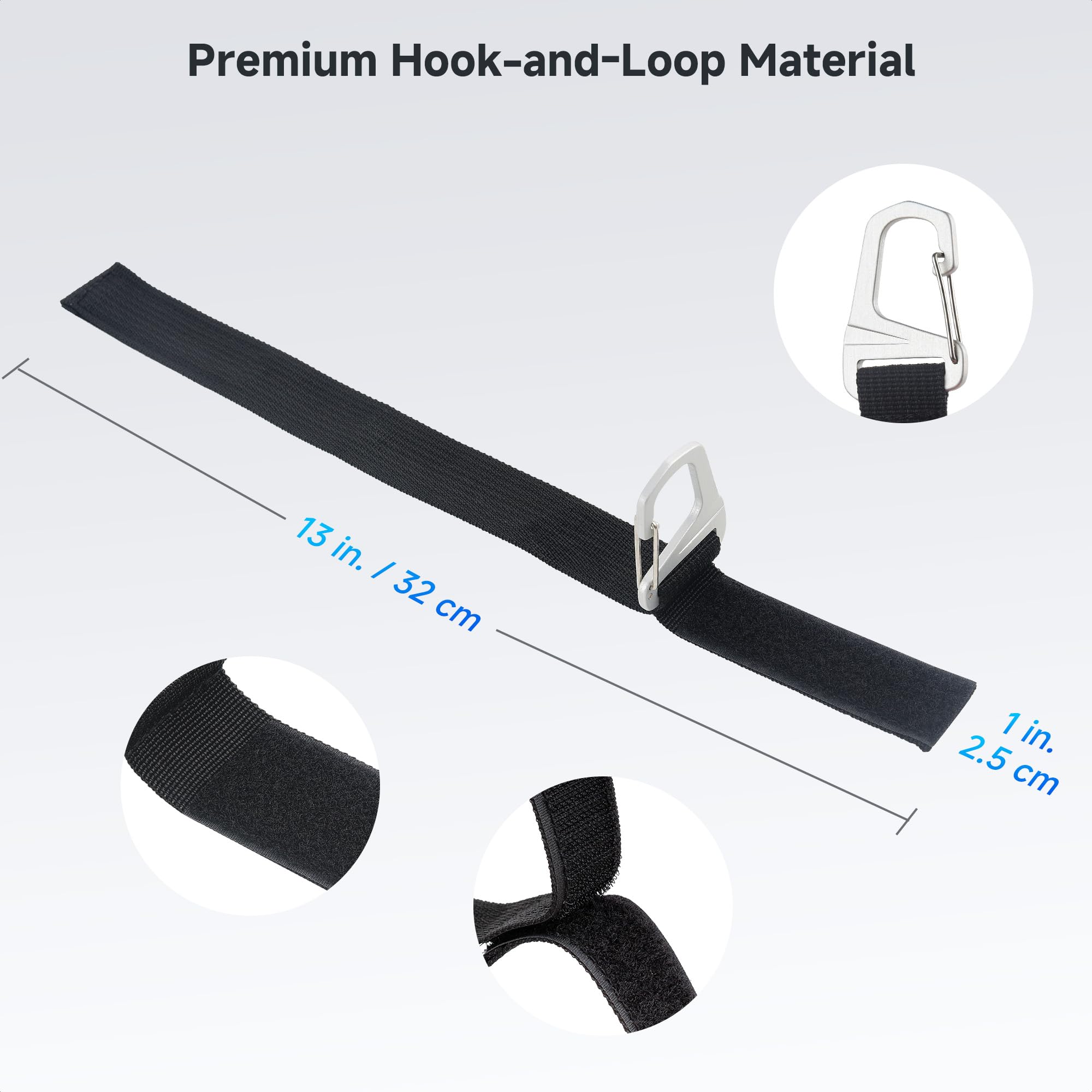 Cable Matters Confezione da 5 cinghie organizzatrici per cavi di prolunga con fibbia in metallo, capacità di carico di 22 kg, supporto per cavi di prolunga con cinghie a strappo da 32 x 2,5 cm